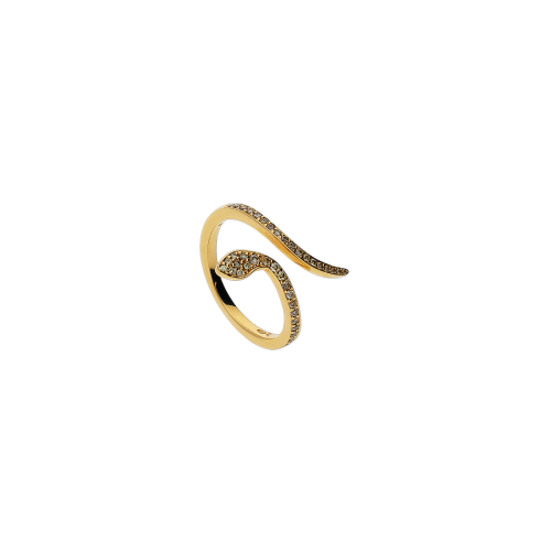 Serpente - Anello in oro rosa 18 carati e diamanti brown taglio brillante