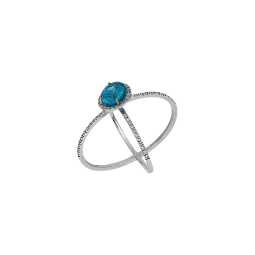 Anello in oro bianco 18 carati, apatite e diamanti bianchi taglio brillante - ANP129/24-AP