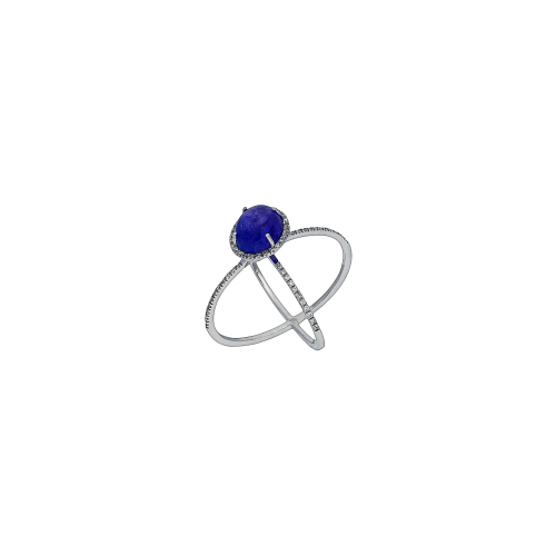 Anello in oro bianco 18 carati, tanzanite e diamanti bianchi taglio brillante