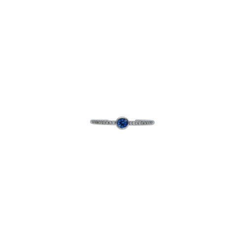 Anello in oro bianco 18 carati, zaffiro blu naturale e diamanti buanchi taglio brillante