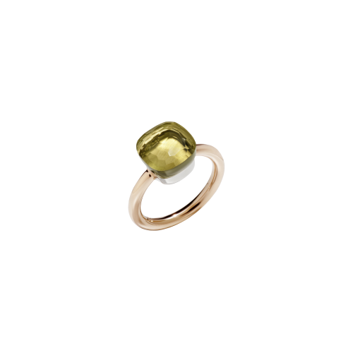 ANELLO NUDO - ANELLO IN ORO ROSA CON CASTONE IN ORO BIANCO E QUARZO LEMON SFACCETTATO - A.A110/O6/QL