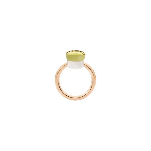 ANELLO NUDO - ANELLO IN ORO ROSA CON CASTONE IN ORO BIANCO E QUARZO LEMON SFACCETTATO - A.A110/O6/QL