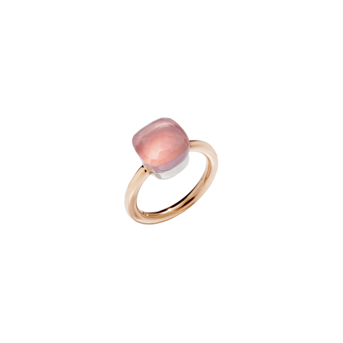 ANELLO NUDO - ANELLO NUDO CLASSIC IN ORO ROSA CON CASTONE IN ORO BIANCO E QUARZO ROSA SFACCETTATO - A.A110/O6/QR