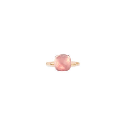 ANELLO NUDO - ANELLO NUDO CLASSIC IN ORO ROSA CON CASTONE IN ORO BIANCO E QUARZO ROSA SFACCETTATO - A.A110/O6/QR