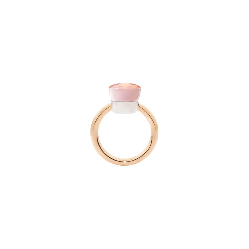 ANELLO NUDO - ANELLO NUDO CLASSIC IN ORO ROSA CON CASTONE IN ORO BIANCO E QUARZO ROSA SFACCETTATO - A.A110/O6/QR