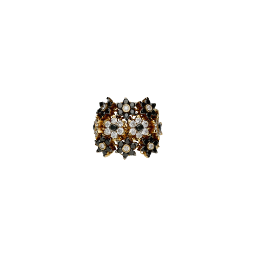 Anello in oro rosa 18 carati con diamanti bianchi e diamanti neri taglio brillante