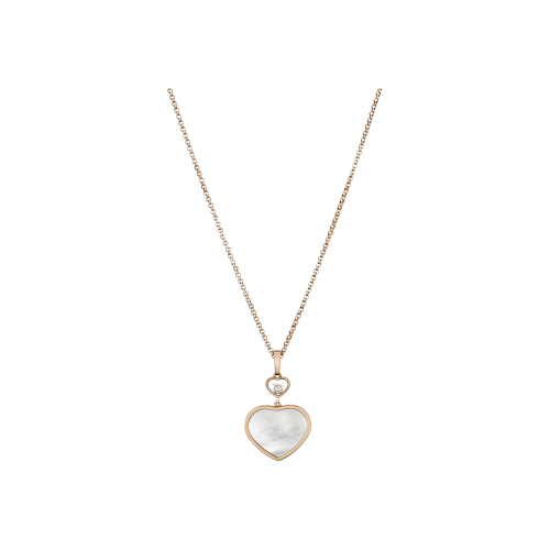 CHOPARD - COLLANA HAPPY HEARTS IN ORO ROSA CON DIAMANTE E MADREPERLA - 797482-5301 - 797482-5301