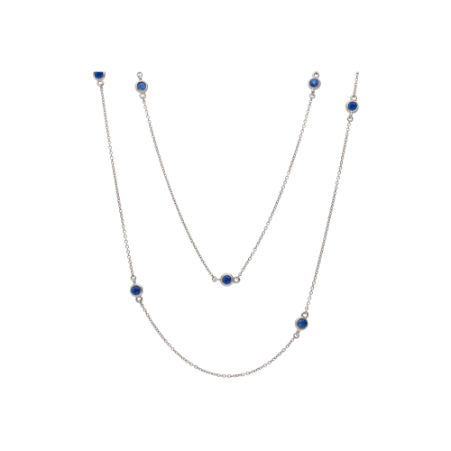 COLLANA LUNGA IN ORO BIANCO CON ZAFFIRI BLU - C053/2-ZB