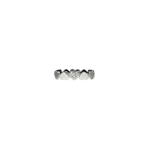 Anello in oro bianco 18 carati con cuori in diamanti taglio brillante