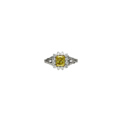 ANELLO IN ORO BIANCO CON DIAMANTI BIANCHI E DIAMANTE YELLOW - 19162935