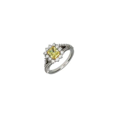 ANELLO IN ORO BIANCO CON DIAMANTI BIANCHI E DIAMANTE YELLOW - 19162935