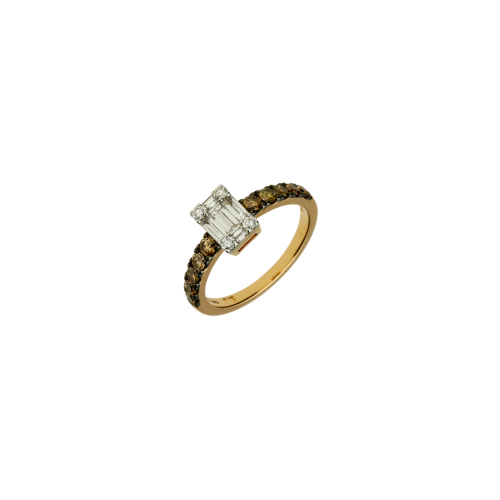 ANELLO IN ORO ROSA CON DIAMANTI BROWN E DIAMANTI BIANCHI - VR26000DDBP