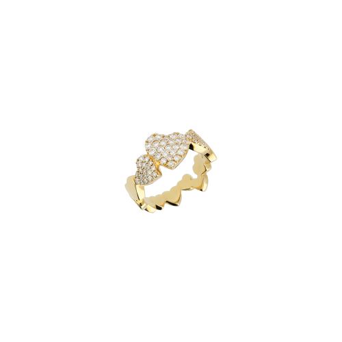 ANELLO ORO ROSA CUORI CON DIAMANTI BIANCHI - VR26584DP