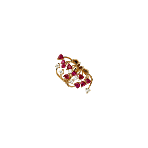 ANELLO RAMI IN ORO ROSA CON DIAMANTI E RUBINI - 3R00085DRUP