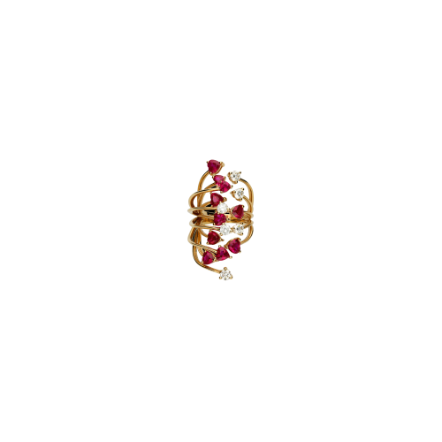 ANELLO RAMI IN ORO ROSA CON DIAMANTI E RUBINI - 3R00085DRUP