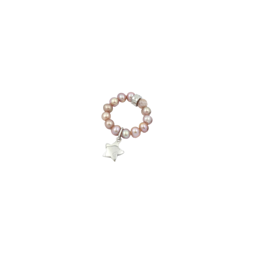ANELLO ELASTICA PERLE VIOLA E CHARM STELLA IN ARGENTO