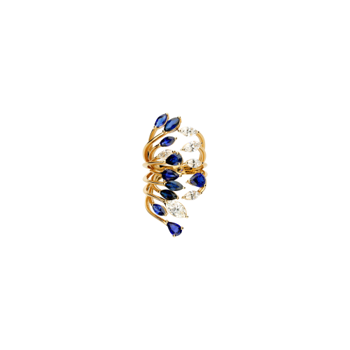 ANELLO RAMI ORO ROSA CON DIAMANTI BIANCHI E ZAFFIRI BLU - 3R00121DSBP