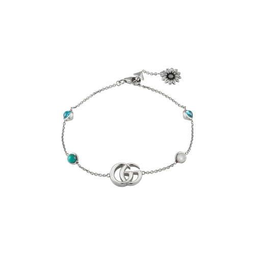 Bracciale Gucci GG Marmont in argento con topazi blu e turchese