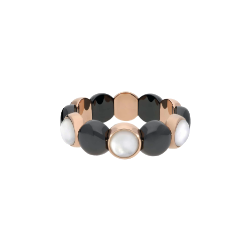 AURA DAMA BRACCIALE ELASTICO CON DOPPIETTE ALTERNATE E CERAMICA DORATA - AU9D4MRW6N