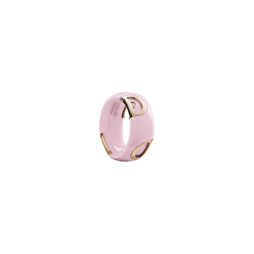 ANELLO DAMIANI D.ICON IN ORO ROSA, CERAMICA ROSA E DIAMANTE