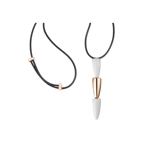 COLLANA CALLA IN CAUCCIU' E ORO ROSA 18K CON PENDENTE IN ORO ROSA E KOGOLONG