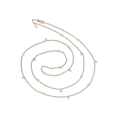 Collana lunga in oro rosa e diamanti bianchi