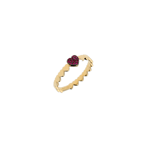 Anello cuori in oro rosa con rubini - VR27030RUP