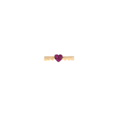 Anello cuori in oro rosa con rubini - VR27030RUP