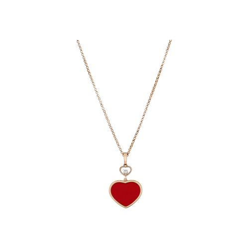 CHOPARD - COLLANA HAPPY HEARTS IN ORO ROSA ETICO, DIAMANTE E PIETRA ROSSA - 797482-5801 - 797482-5801