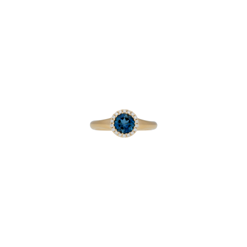 ANELLO IN ORO ROSA SATINATO CON TOPAZIO BLU LONDON E DIAMANTI BIANCHI - VR27391DTLNP-S