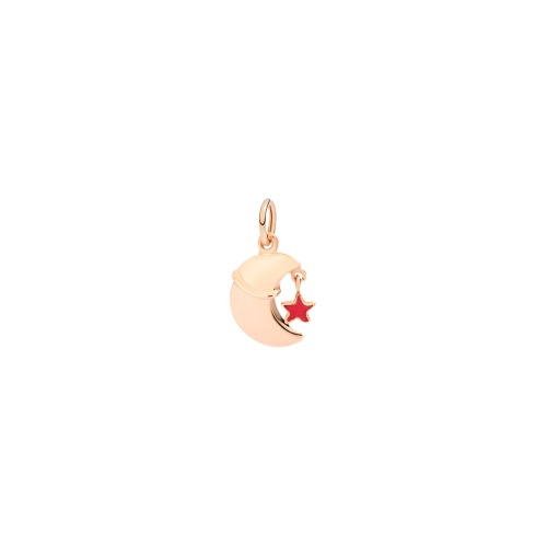 DODO SOGNI - CIONDOLO LUNA CON STELLINA PENDENTE IN ORO ROSA 9 KT E SMALTO - DMEVO/LU/9/K