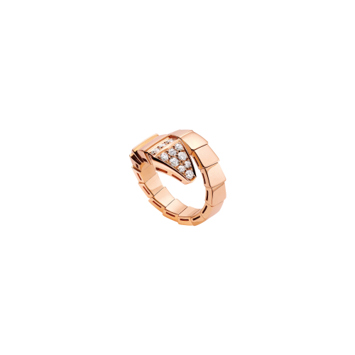 ANELLO SERPENTI VIPER IN ORO ROSA 18 KT CON PAVE' DI DIAMANTI