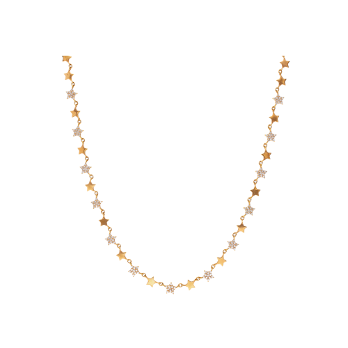 COLLANA GIROCOLLO STELLINE IN ORO ROSA E PAVÉ DI DIAMANTI ALTERNATI - C067/2/1
