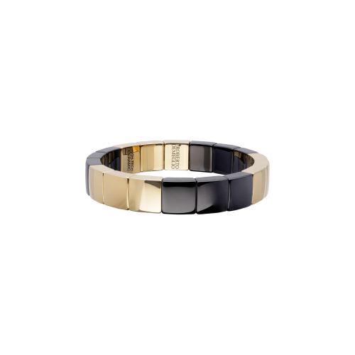 DOMINO BRACCIALE ELASTICO IN CERAMICA DORATA E CERAMICA NERA DORATA