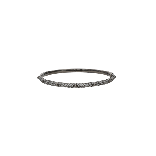 BRACCIALE PIRAMIDI IN ORO BRUNITO NERO E DEMI-PAVE' DIAMANTI BIANCHI - VB27578DBW