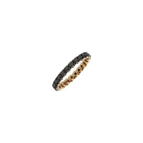 ANELLO VERETTA IN ORO ROSA CON DIAMANTI NERI - FA1219-17R003N