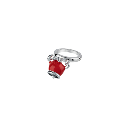 Anello Campanelle Granchio in argento, smalto rosso e diamanti bianchi - 39015