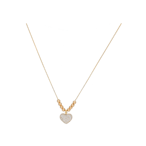 COLLANA GIROCOLLO IN ORO ROSA CON PENDENTE CUORE IN PAVE' DI DIAMANTI - VN27384DP