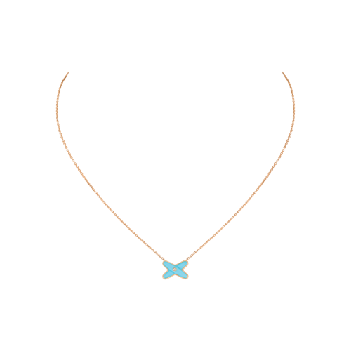 CHAUMET - COLLANA JEUX DE LIENS IN ORO ROSA CON DIAMANTE E TURCHESE - 082932