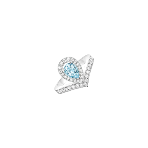 ANELLO JOSEPHINE AIGRETTE IN ORO BIANCO CON DIAMANTI E ACQUAMARINA - 083297