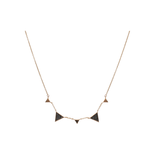 COLLANA IN ORO ROSA CON TRIANGOLI IN PAVÉ DI DIAMANTI NERI - C054/46DN