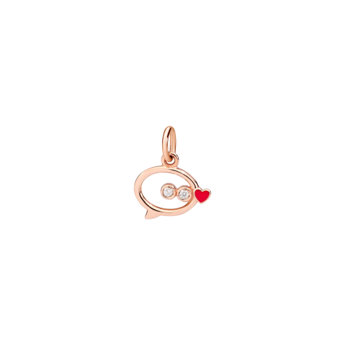 DODO LOVE - CIONDOLO MESSAGGIO IN ORO ROSA CON DIAMANTI E SMALTO - DMLTT/9/B/RO