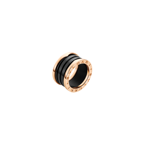 ANELLO B.ZERO1 A QUATTRO FASCE IN ORO ROSA E CERAMICA NERA - AN855563 - AN855563