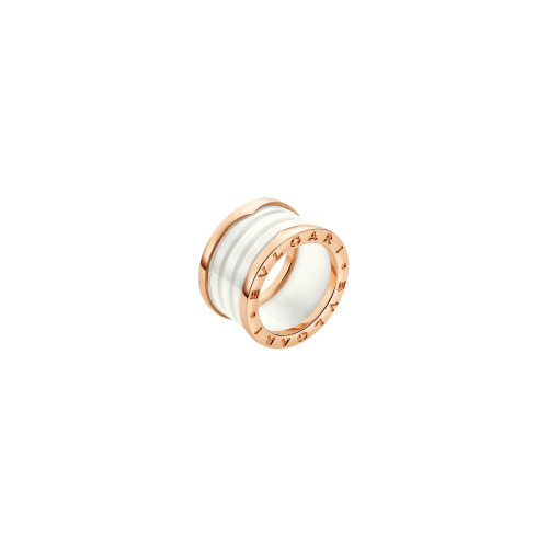 ANELLO B.ZERO1 A QUATTRO FASCE IN ORO ROSA E CERAMICA BIANCA - AN855564 - AN855564