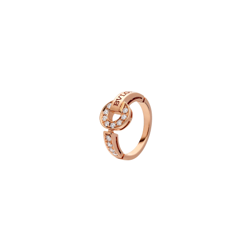 ANELLO BVLGARI BVLGARI IN ORO ROSA CON PAVÈ DI DIAMANTI - AN855854 - AN855854