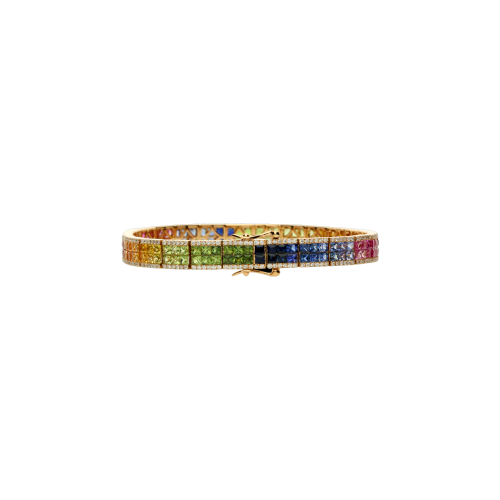 BRACCIALE RAINBOW IN ORO ROSA CON DIAMANTI E ZAFFIRI MULTICOLOR - KB1011/MS