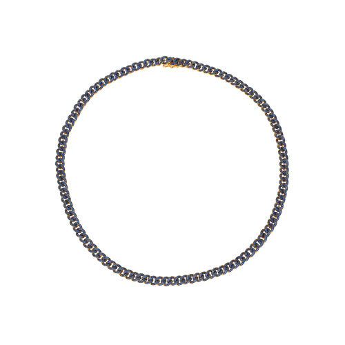 COLLANA GIROCOLLO GROUMETTE IN ORO ROSA E ZAFFIRI BLU - VN28058SBLP