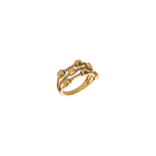 ANELLO COLLEZIONE PIRAMIDI A TRE FILE MEZZO GIRO IN ORO ROSA E DIAMANTI BIANCHI TAGLIO BRILLANTE - VR27850DP