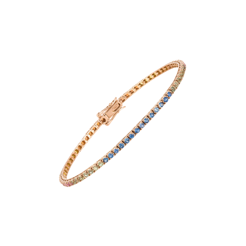 BRACCIALE TENNIS RAINBOW IN ORO ROSA E ZAFFIRI MULTICOLOR - AB0202/MCS