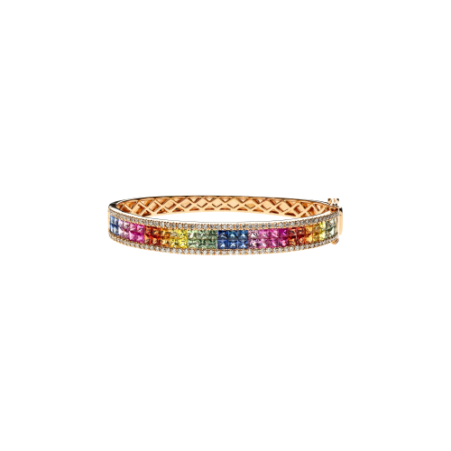 BRACCIALE RAINBOW IN ORO ROSA CON ZAFFIRI MULTICOLOR E DIAMANTI - KB1045/MS